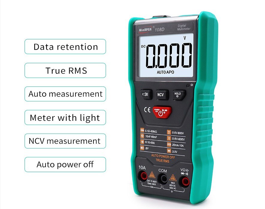 Digital Multimeter tester auto ranging True rms automatic TRMS 5999 Measuring with NCV LCD backlight Flashlight