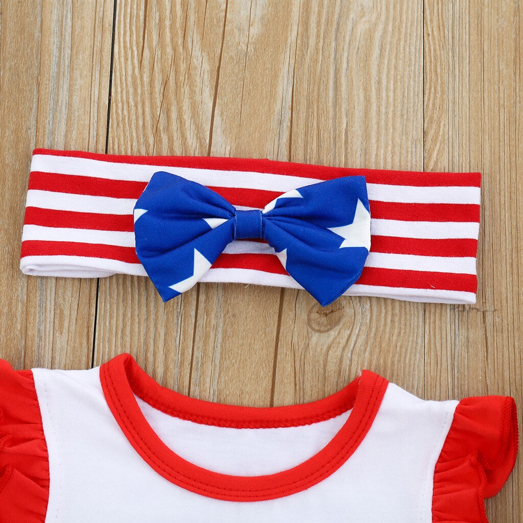 Boutique Girls Clothing Set American Patriotic Striped Cotton Outfits Toddler Kids Clothing 4th of July Girls Baby Clothing Set