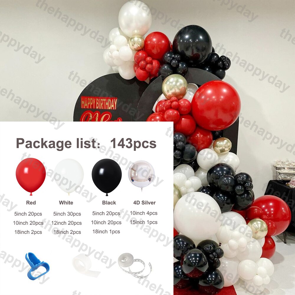 Burgundy Wine Red Balloons Garland Kit Red Gold Balloon Arch Christmas Balloons Garland Christmas Decor Valentine's Day Decor: H 143pcs