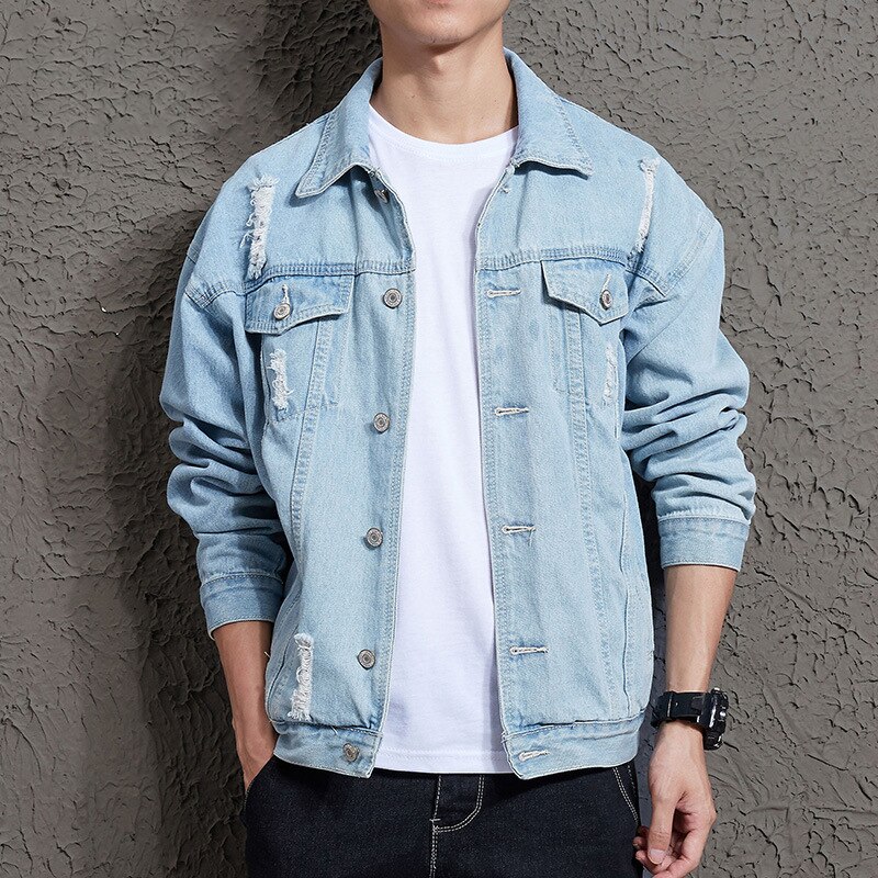 Men\'s Slim Denim Jacket Men\'s Casual Bomber Jacket Men\'s Hip Hop Men\'s Retro Denim Jacket Jacket Streetwear