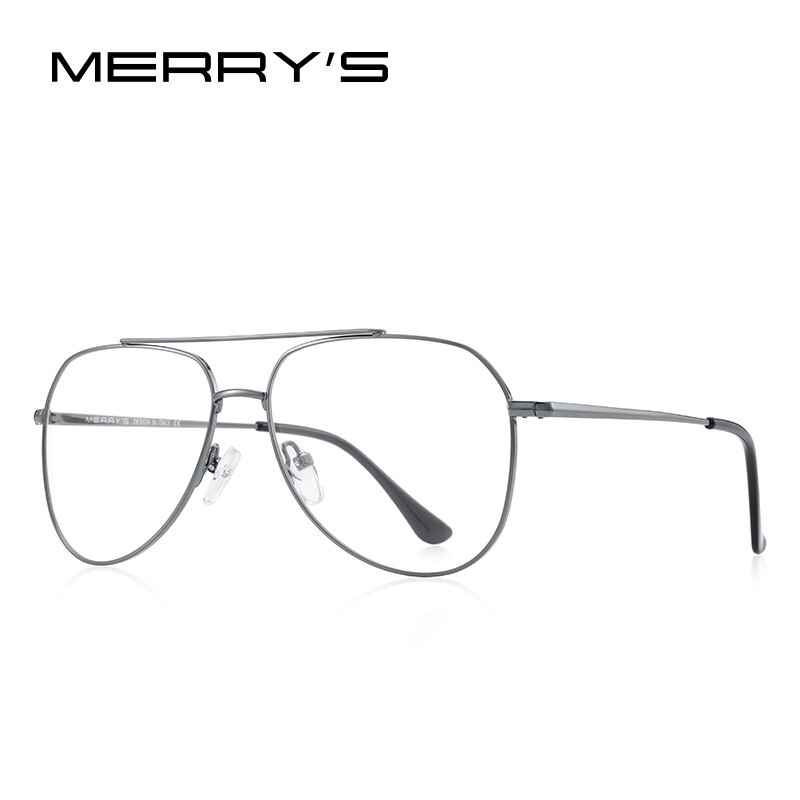 MERRYS Classic Pilot Glasses Frame For Men Women Myopia Prescription Glasses Frames Optical Eyewear S2689: C02 Gray