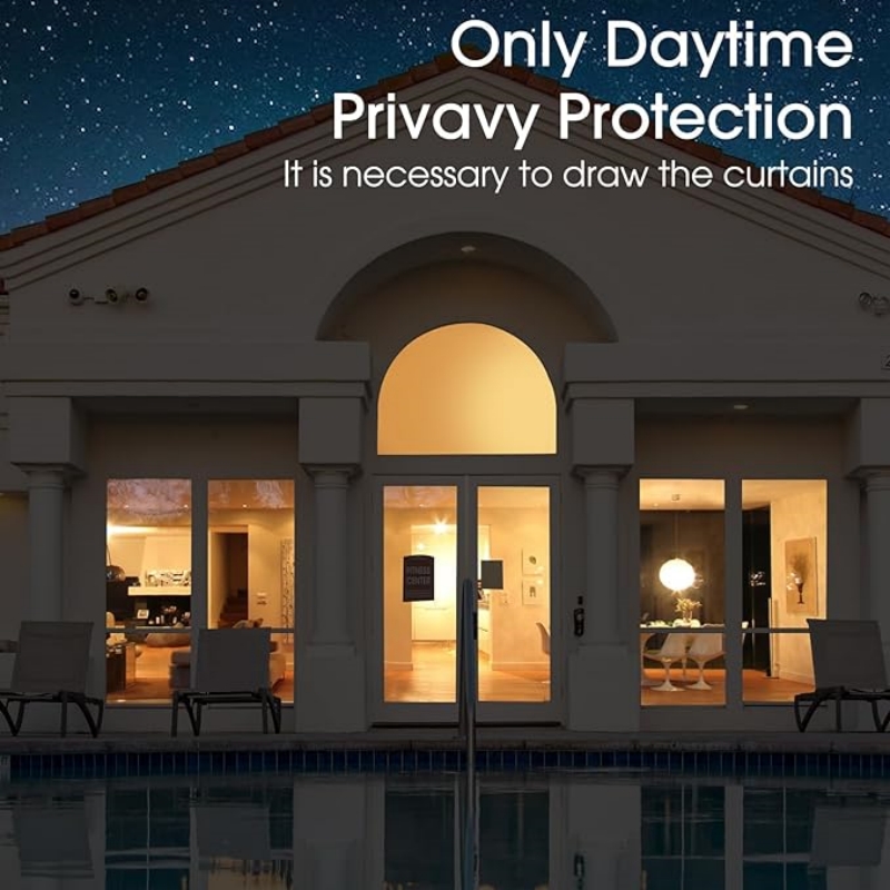Envejs vision spejlvinduesfilm privatliv dag og nat, aftagelig ikke-limbar solblokerende reflekterende dekorativ glasfilm
