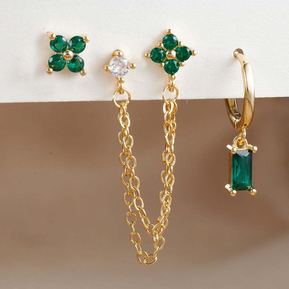 3 uds exquisito acero inoxidable 12 constelaciones pendientes de piedra natal conjunto para mujer Piercing de cartílago pendientes joyería de
