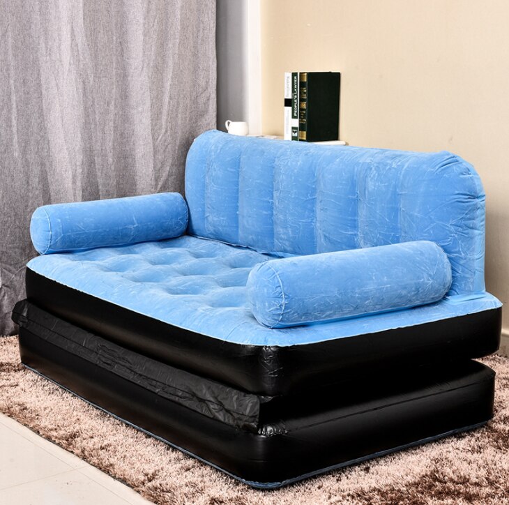 Flocking pvc five-in-one outdoor sofa bed water deck chair nap home sofa: Blue