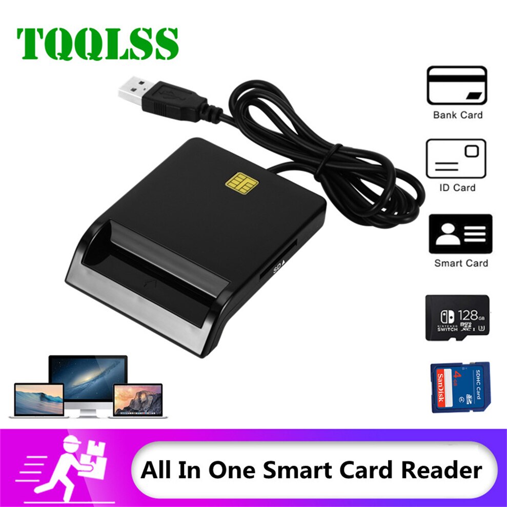 Tqqlss Smart Kaartlezer Voor Bankkaart Ic/Id Emv Sd Tf Mmc Usb Sim Card Lezers Voor Windows 7 8 10 Linux Os