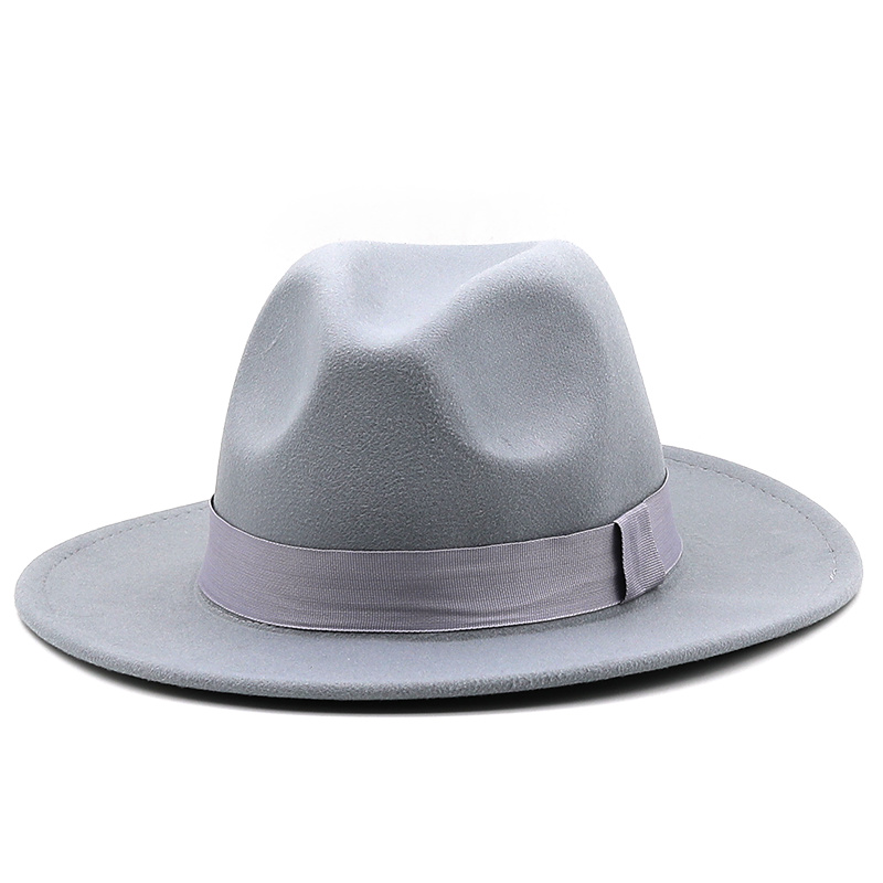 7CM Wide Brim Women Felt Fedora Hats With Bee Ribbon Autumn Winter Wedding Party Trilby Hat Men Gentleman Jazz Hats 54-58CM