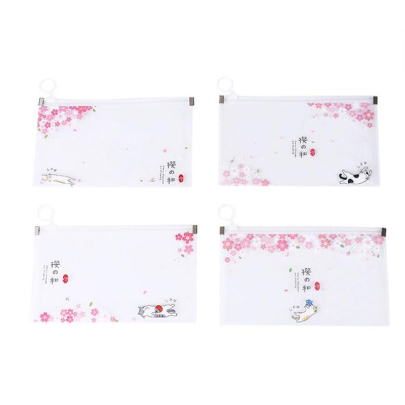 Estuche Portátil con Dibujos Animados para Almacenamiento de Artículos, Bolsa Impermeable, Antipolvo, con Cremallera, con Estampado Translúcidos para Guardar Mascarillas y Lápices,: Random Color A
