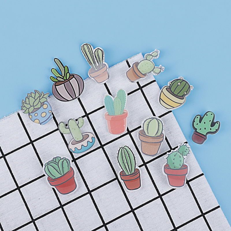 Pin Badge Decoratie 1 PC Cartoon Cactus Bonsai Broche Acryl Badges Pictogrammen op De Rugzak Badges voor Kleding