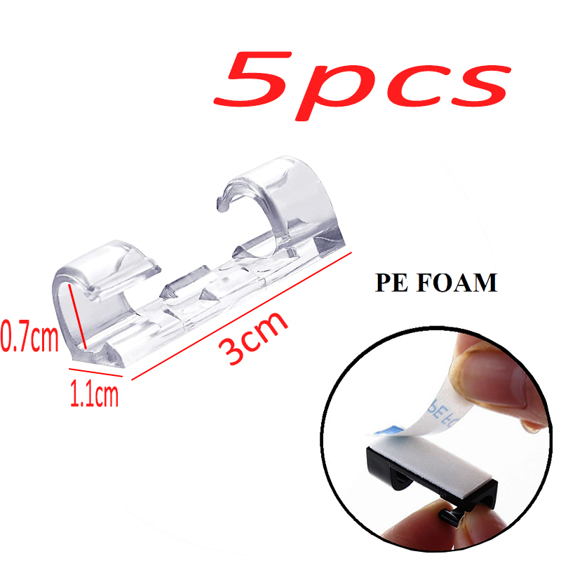 20/5 stk. kabelklemmer selvklæbende kabelorganisator ledningshåndteringssystem ledningsholder til ledningshåndtering skrivebord bil kontor hjem: Lilla