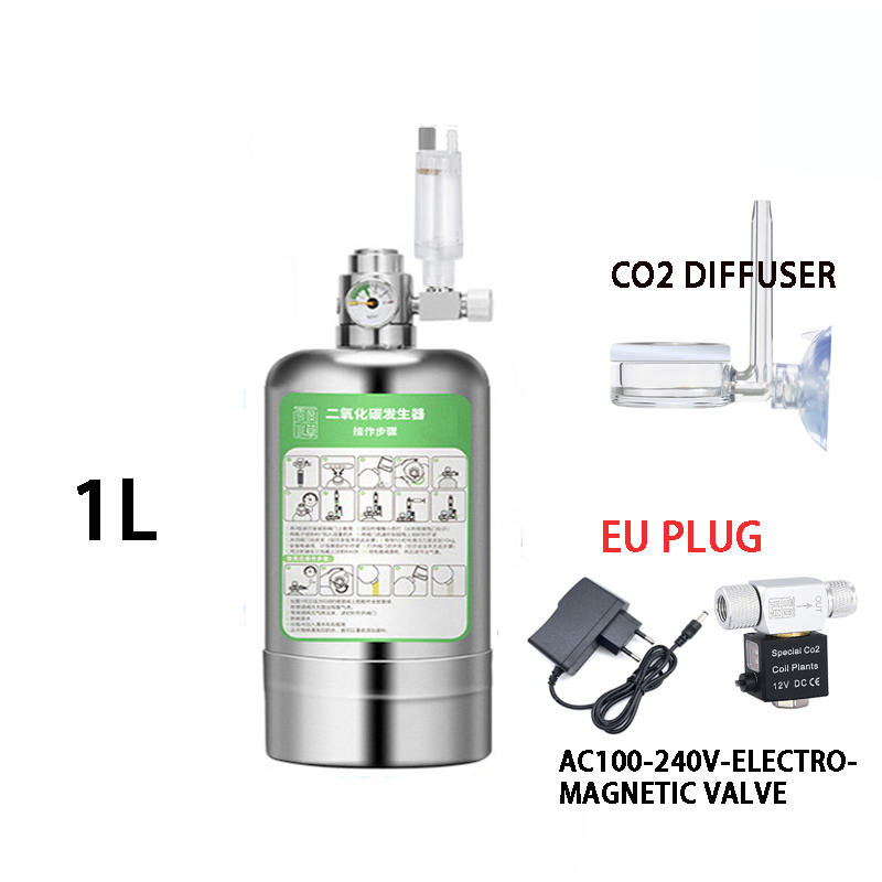 Aquarium CO2 Generator systeem Kit RVS CO2 Cilinder Generator Systeem Kooldioxide Reactor Kit Voor Plant Vis: green