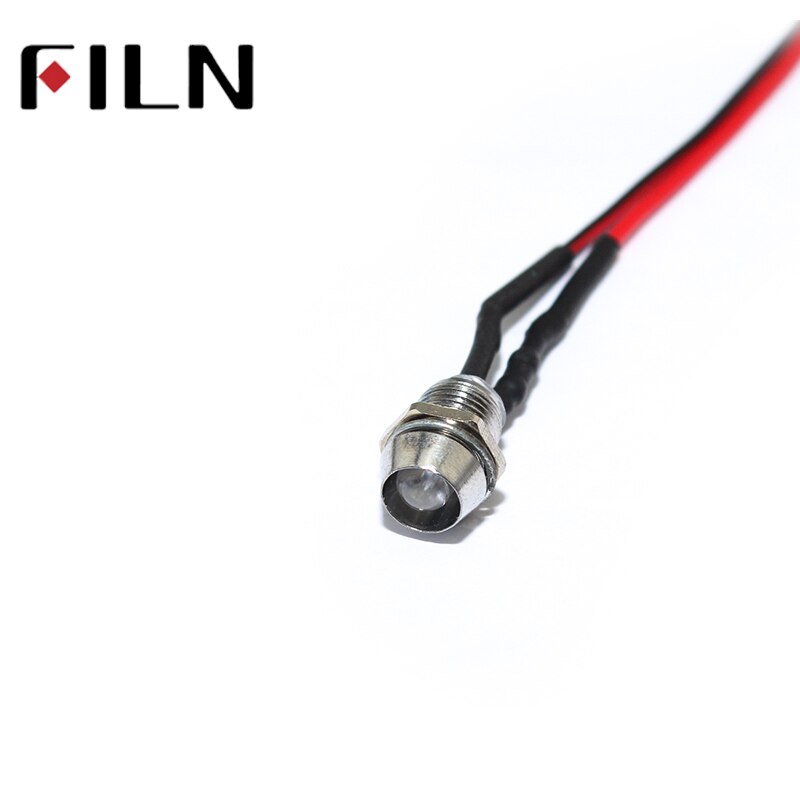filn 6mm lamp holder 3v 5v 6v 12v 24v mini LED indicator light with 20cm cable