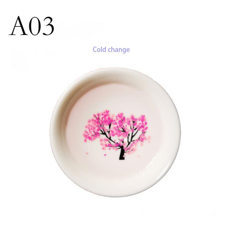 Japanese Magic Sakura Cup Cold Temperature Color Changing Flower display Sake Cup Ceramic Kung fu Tea Cup Tea Bowl: Cold change A03