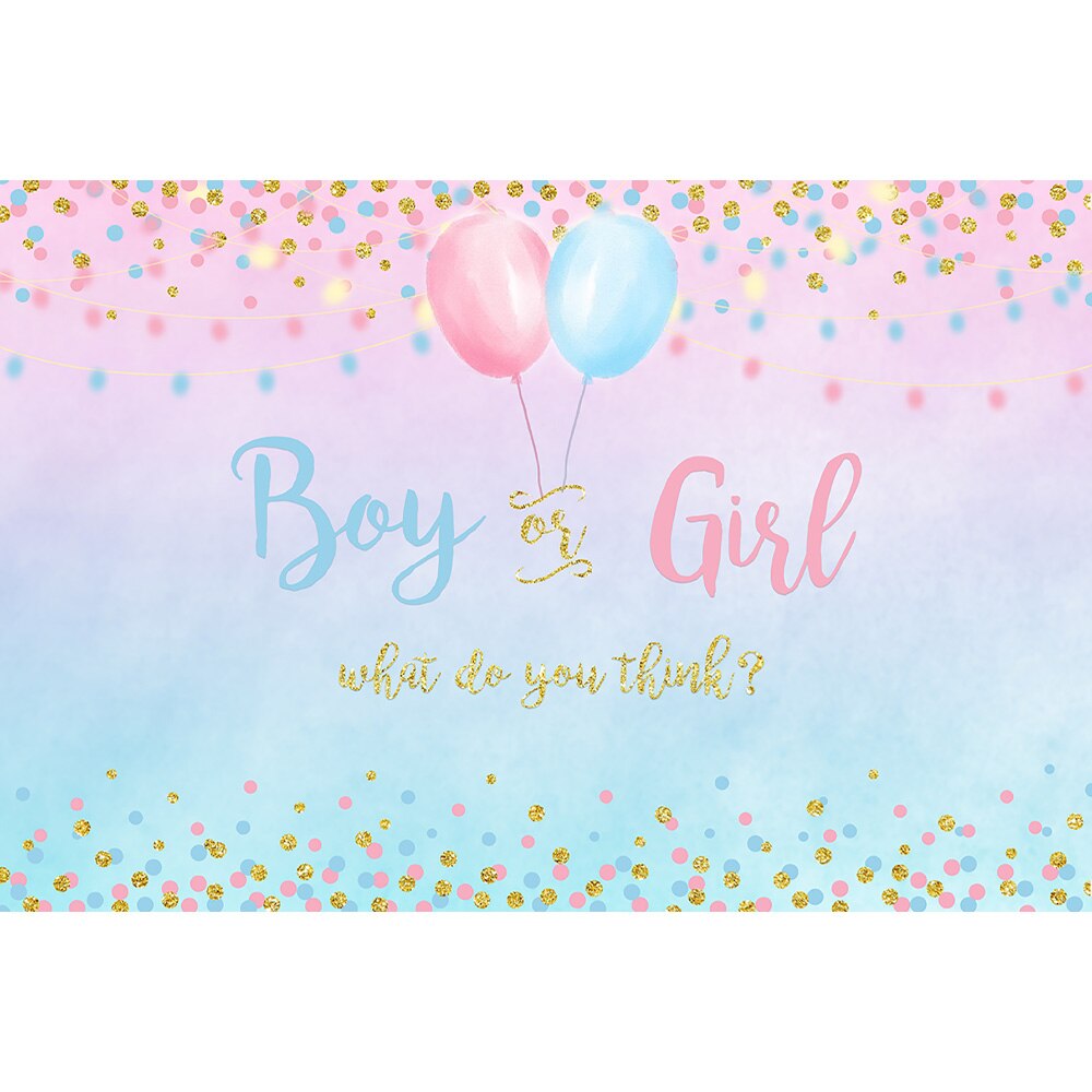 Junge oder Mädchen Geschlecht Offenbaren Hintergrund Foto Blau Rosa Punkte Ballon Neugeborenen Hintergrund Baby Dusche Party funkeln Hintergrund
