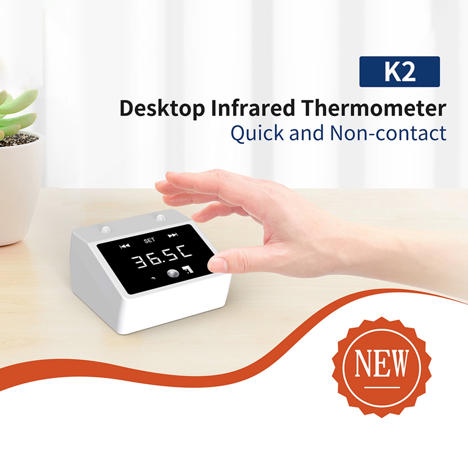 Non-contact Infrared Mini Thermometer Clock Function Counting Function 30 Memory Sets 3 Fixing Ways °C/°F Powered by USB/battery