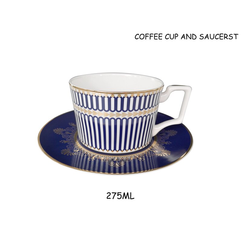 Assiette à Steak élégante en porcelaine, en os bleu, en céramique, plat à dîner, tasse à café, soucoupe, vaisselle familiale, décoration de la maison: Cup and Saucer