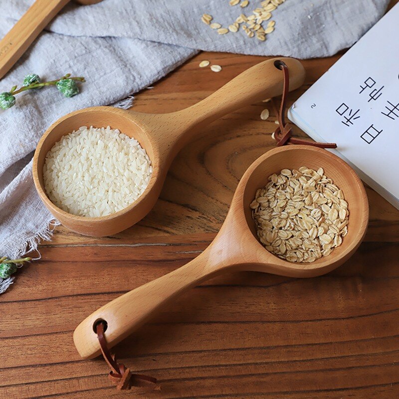 Japanese-style Solid Wood Scoop Short Handle Rice Scoop Kitchen Water Scoop Wooden Spoon Bath Sauna Wooden Bucket Spoon