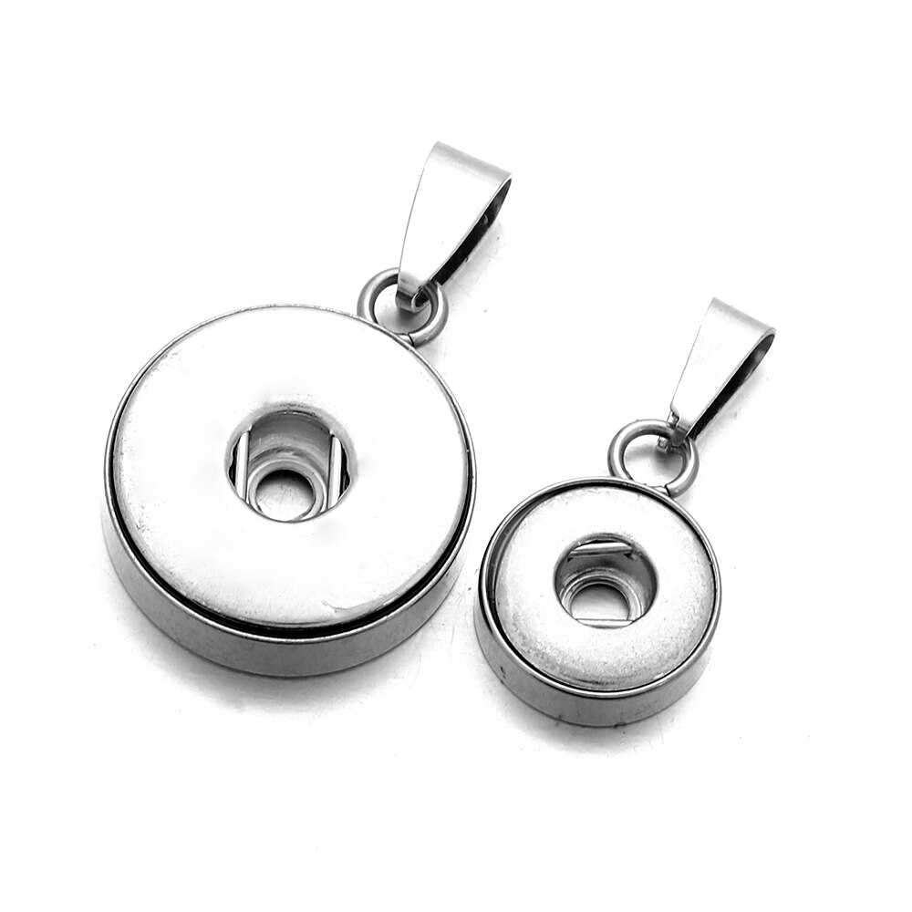 10 stuks/partij drukknopen sieraden vinden roestvrij staal zilverkleur 18mm 12mm drukknopen diy accessoires voor diy drukknopen hanger ketting