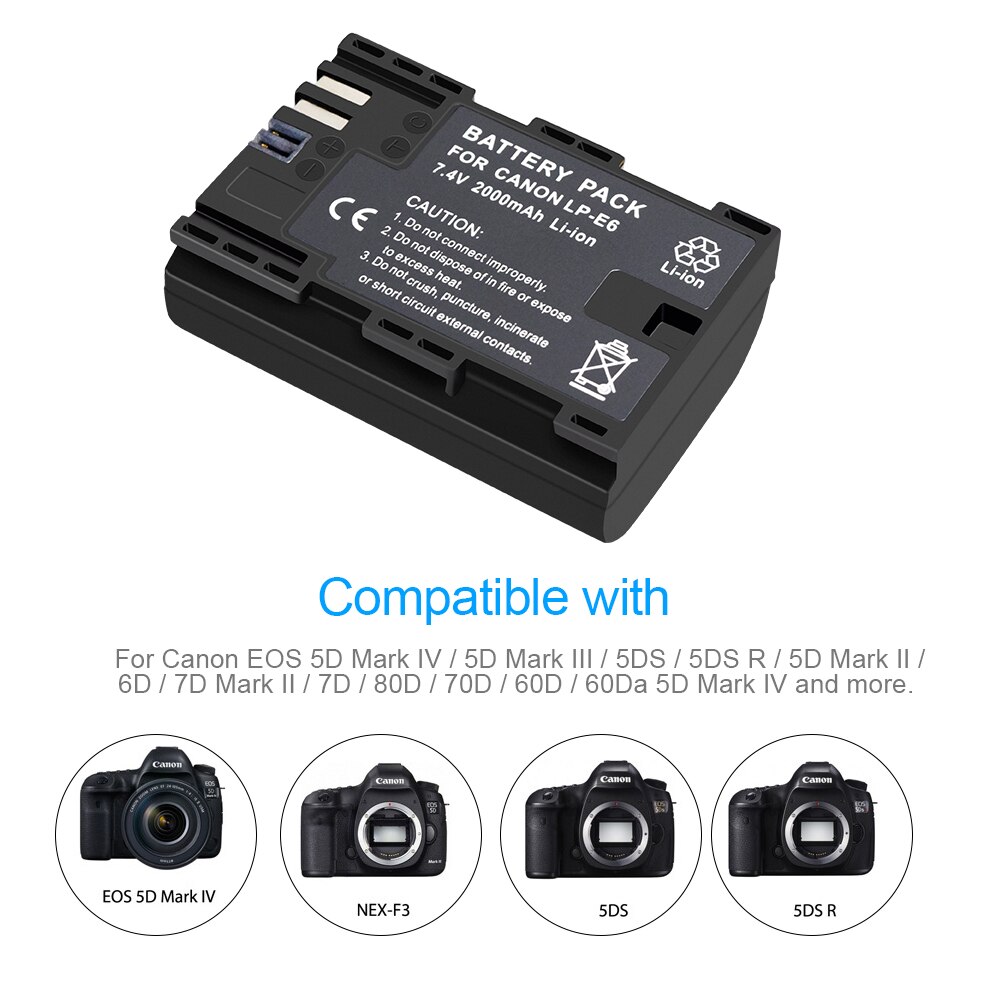 Palo LP-E6 LPE6 LPE6N Camera Batterij Li-Ion Oplaadbare Batterij Voor Canon Eos 6D 7D 5D Mark Ii Iii Iv 60D 60Da 70D 80D 5DSR