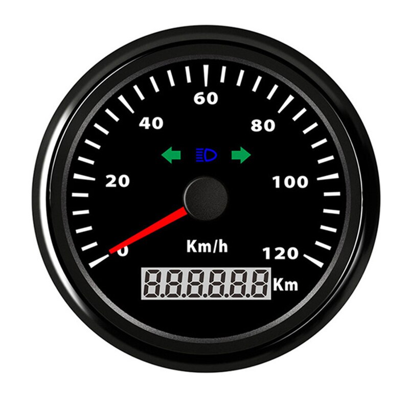 85mm 0-120km/ t gps speedometer 200 km/ t til motorcykelbil båd 12v/24v med rødt baggrundslys: 910-10169- mia