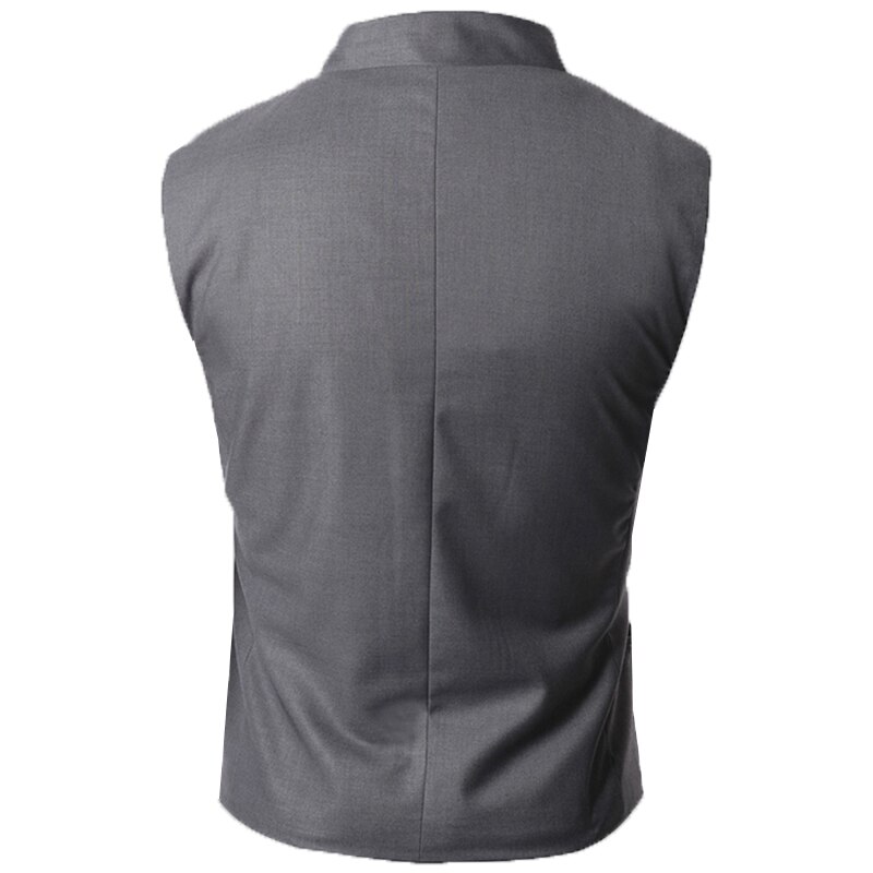 Merke herrevester herre britisk slank masculino bomullsbryst ermeløs jakke Vest kjole krage herre dressvest