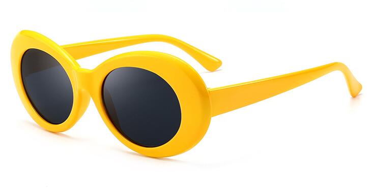 Classic clout goggle kurt cobain briller ovale damer solbriller vintage retro solbriller til kvinder  uv400 gafas de sol 9750: Gul