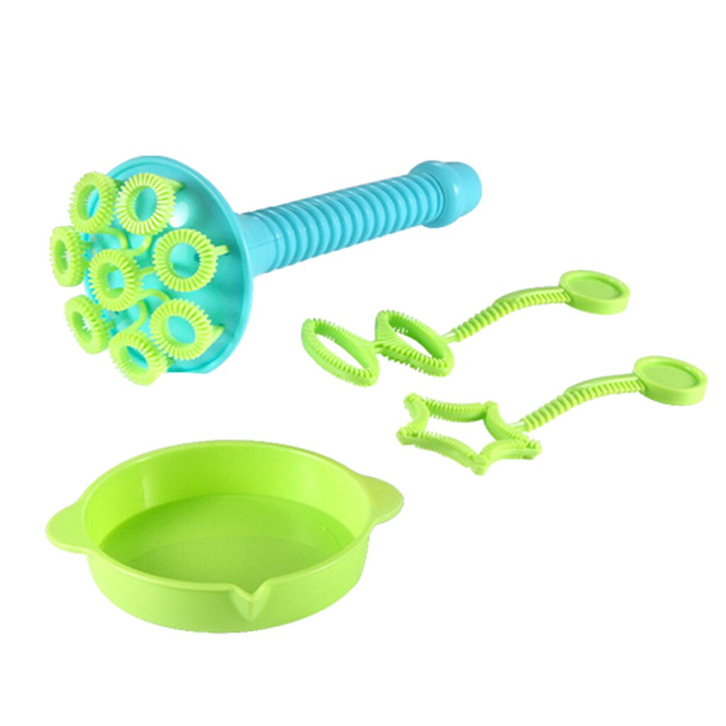 4-Piece Bubble Blower Toy Set, Kids Toddlers Home Garden Play Fun Games, Green & Blue Color