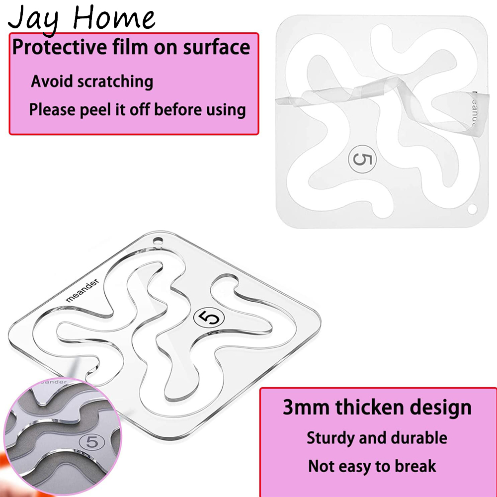 Plantilla para acolchar, plantilla de regla para acolchar acrílico, reglas de costura para acolchar de movimiento libre, transparentes para suministros de acolchado DIY, 1 ud.