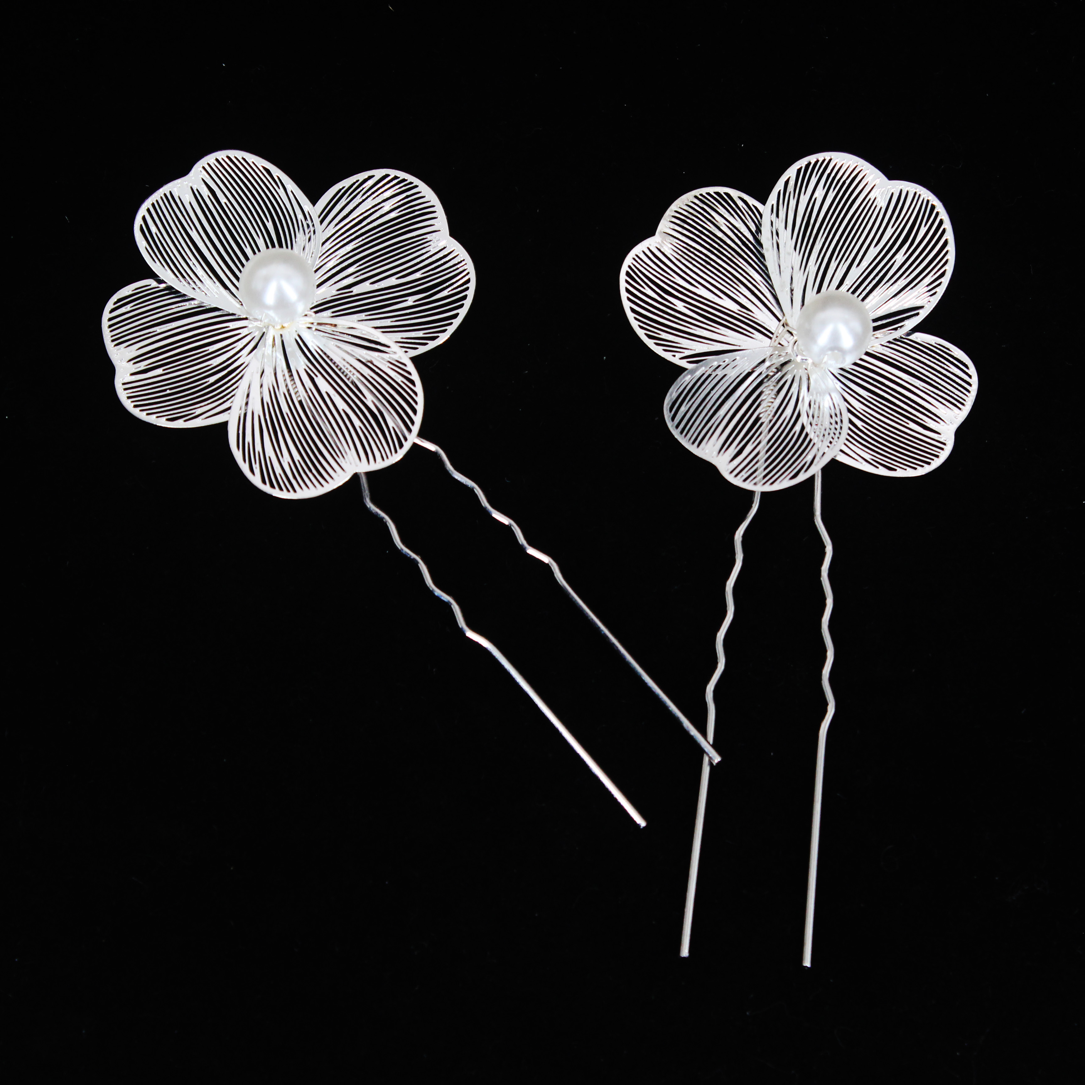 2 uds tocado de novia hecho a mano flor perla peine para el cabello alfileres joyería de estilo de boda insertar de peine accesorios para el cabello: Chapado en zinc azul