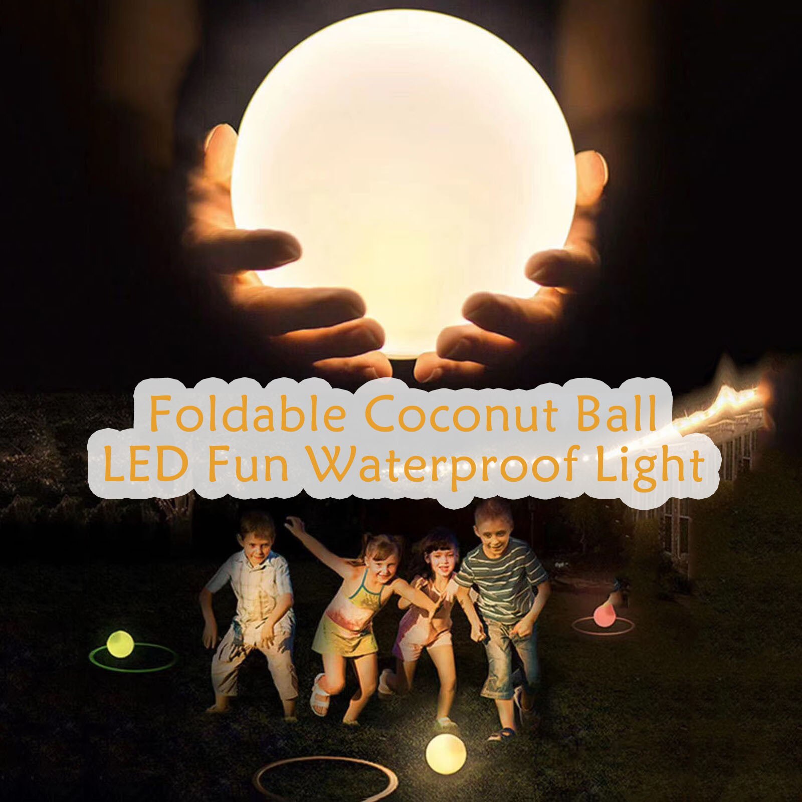 Foldable Luminous Silicone Personality Charging LED Fun Waterproof Light Ball Crashable Children'sNight Light Ball F: Default Title