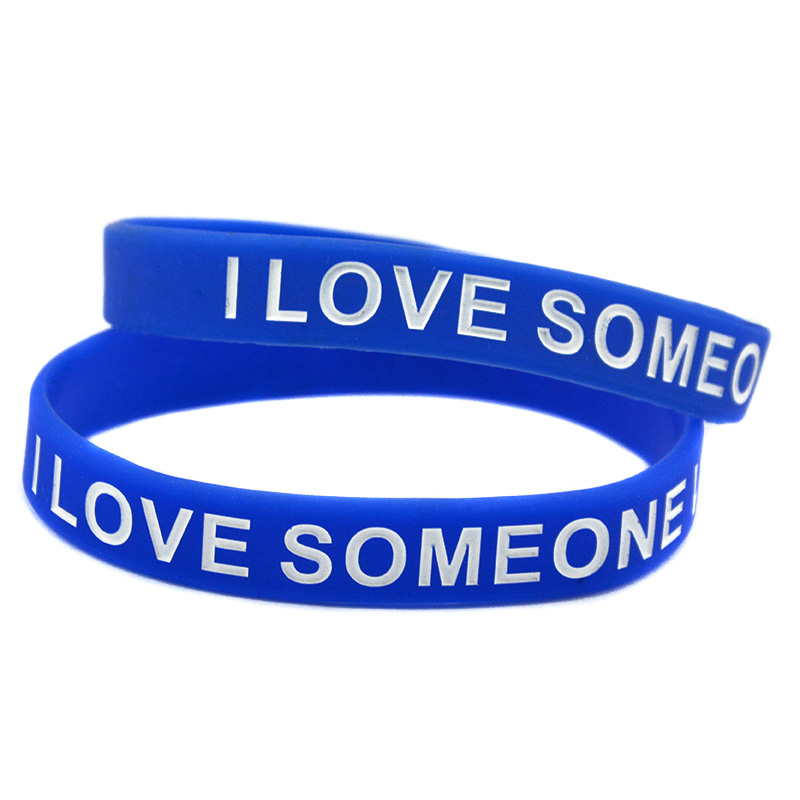 Obh 1pc ich liebe jemanden mit autismus silikonarmband blau