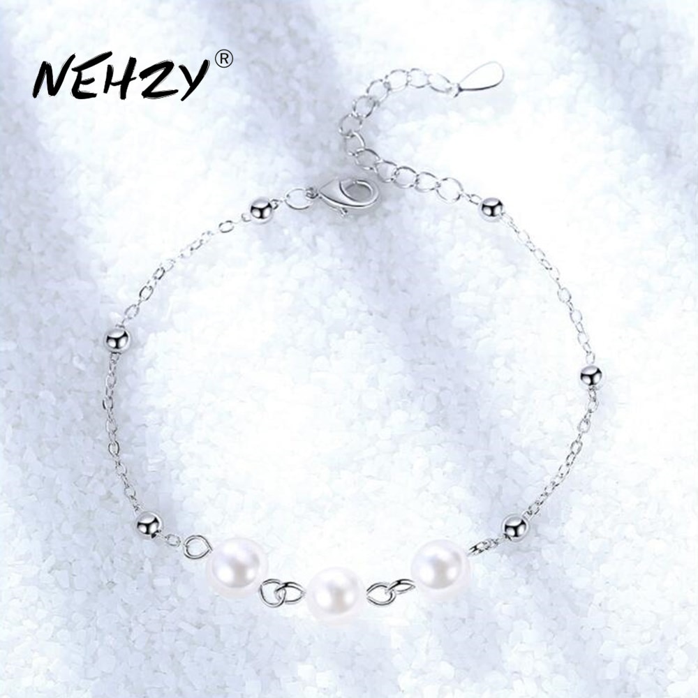 NEHZY de Plata de Ley 925 pulsera de plata de la joyería de de retro mujer perla redonda pulsera DIY longitud 21CM