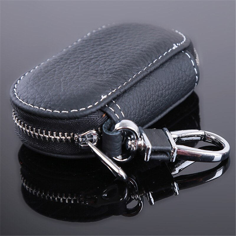 Men Key Holder Housekeeper Leather Car Key Wallets Keys Organizer Women Keychain Covers Zipper Key Case Bag Unisex Pouch Purse