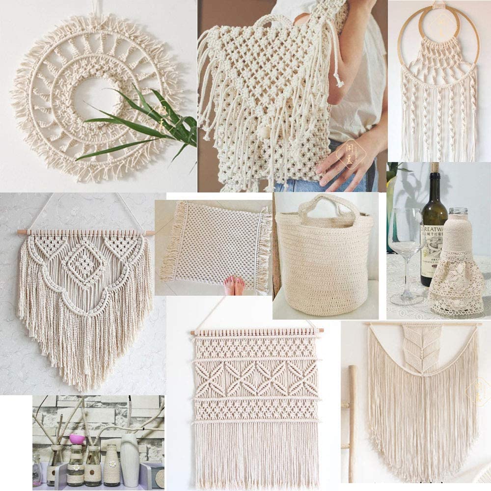 3mm-10mm beige bomuldssnor reb flettet rund macrame reb snor naturlig bomuldssnor til gør-det-selv hjem bryllup håndlavet tilbehør