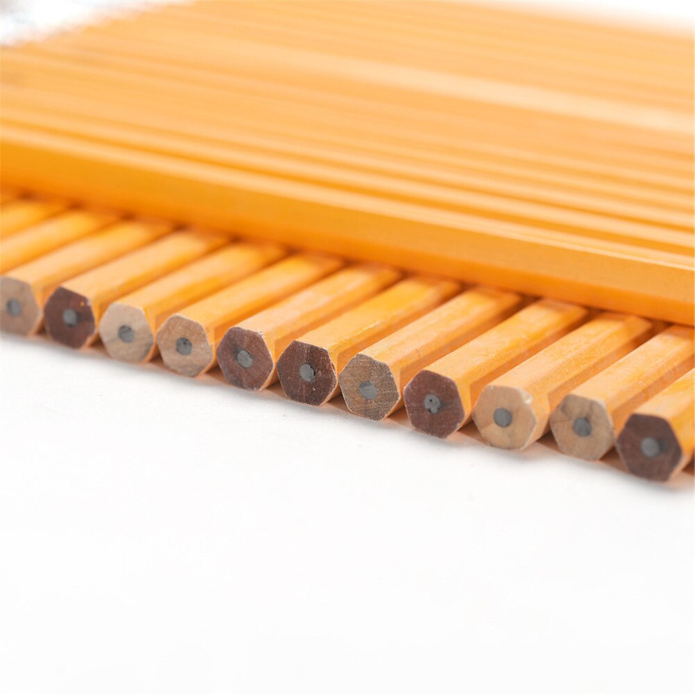 10pcs Yellow Wooden Pencils with Erasers HB Black Lead Standard Pencils Set Writing Tool School Stationery Drawing Supplies