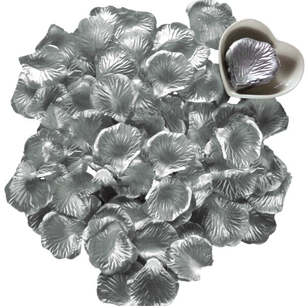 200 stk/parti 5*5cm silke rosenblade blomsterblade kronblade bryllup forsyninger favoriserer festdekorationer romantisk kunstig rosenblomst: Sølv