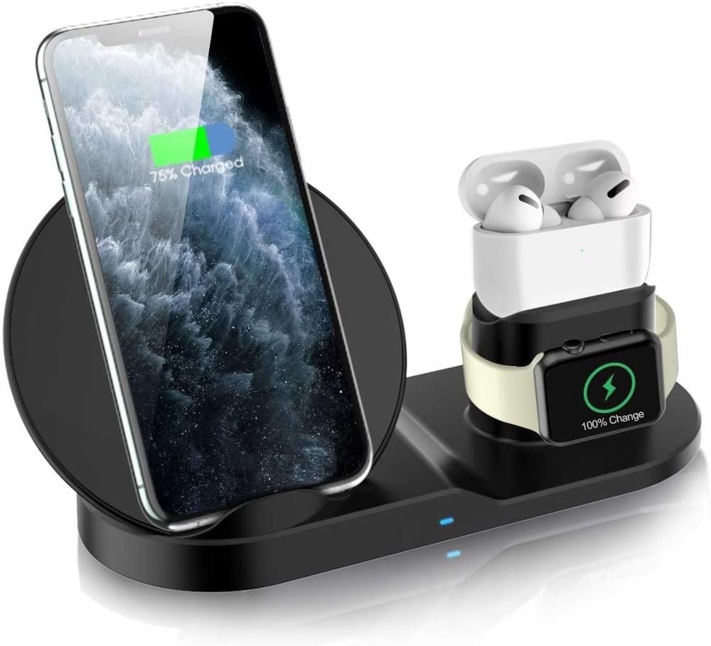 3 W 1 10W Qi szybka bezprzewodowa ładowarka stojak uchwyt dok dla jabłko iPhone 8 Xs Max XR zegarek Airpods dla Samsung S10 S9 S8