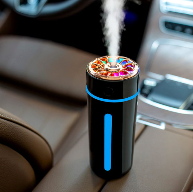 Car Winter And Summer Air Humidifier Wireless 360ml Portable Car Aromatherapy Diffuser With Color Ambient Light USB Charging: Gold