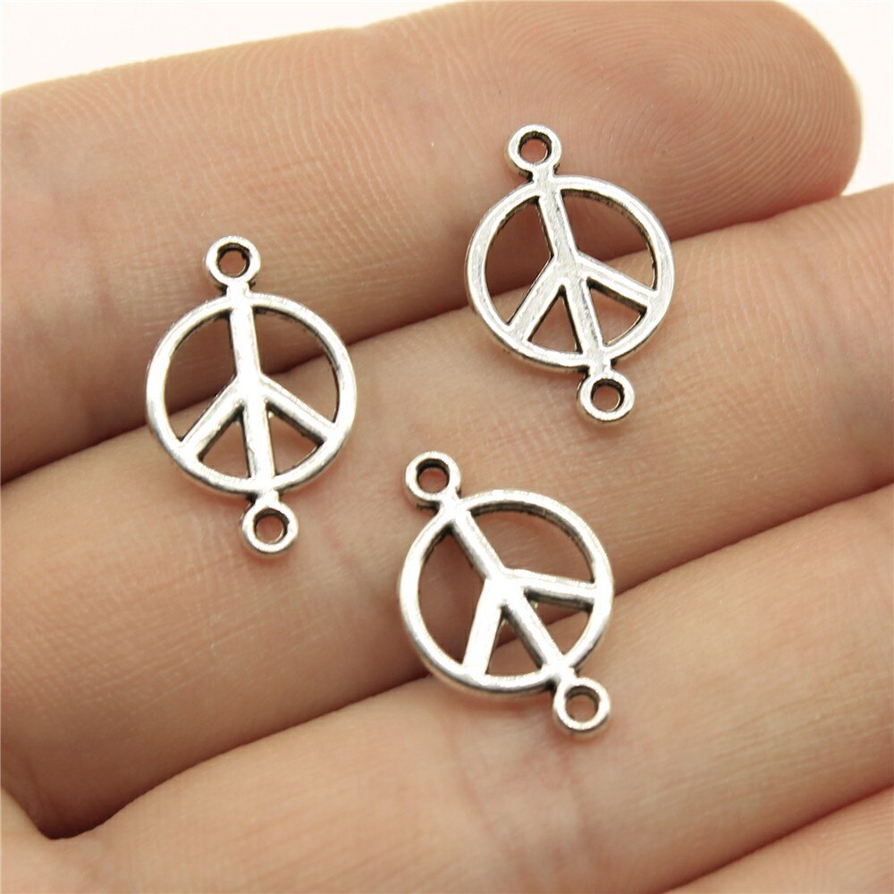 40pcs Peace Charms Pendant Antique Silver Color Peace Symbol Charm Pendants Jewelry Accessories DIY Peace Sign Charms: B10965-17x11mm