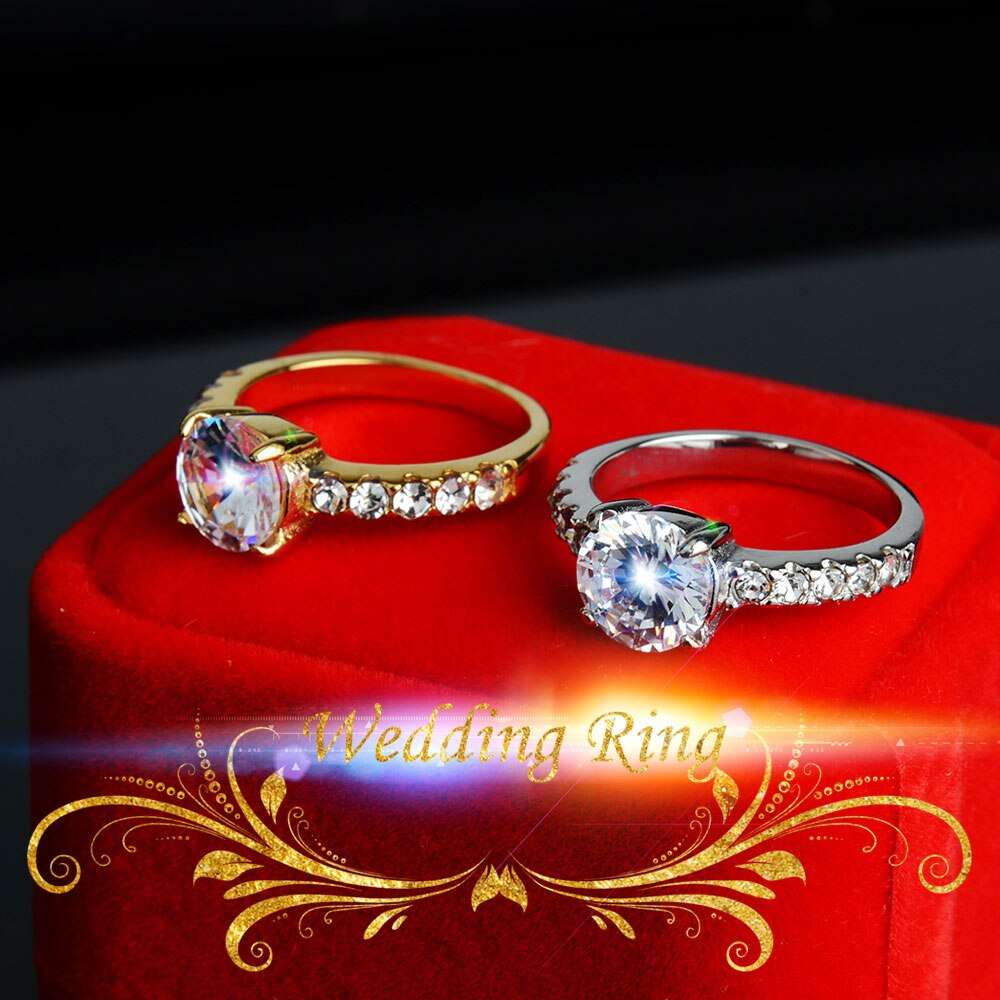 Bague classique de luxe en Zircon cubique AAAAA pour femmes, élégante, couleur or, titane et acier