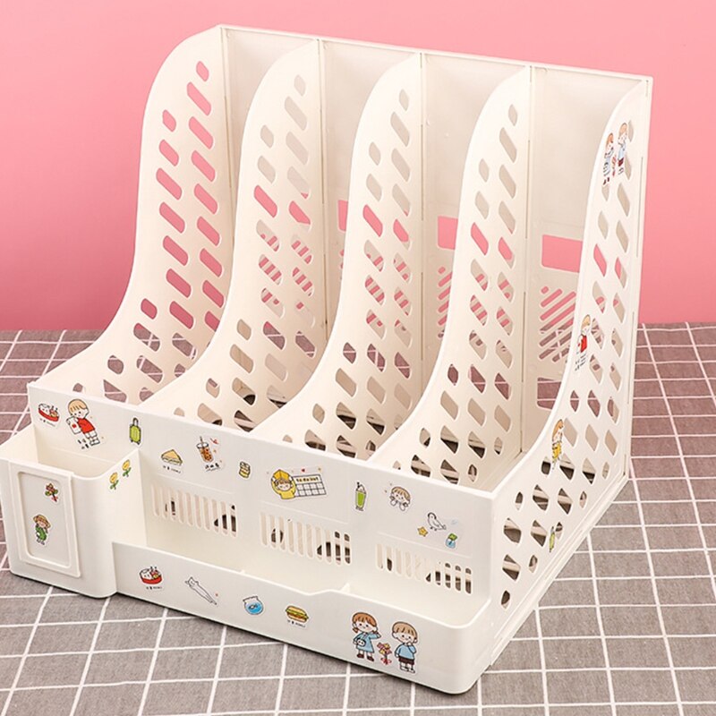 Multi-purpose 4-layer Document Holder Lable Window Pen Holder File Storage Case Vertical Placement for Desk