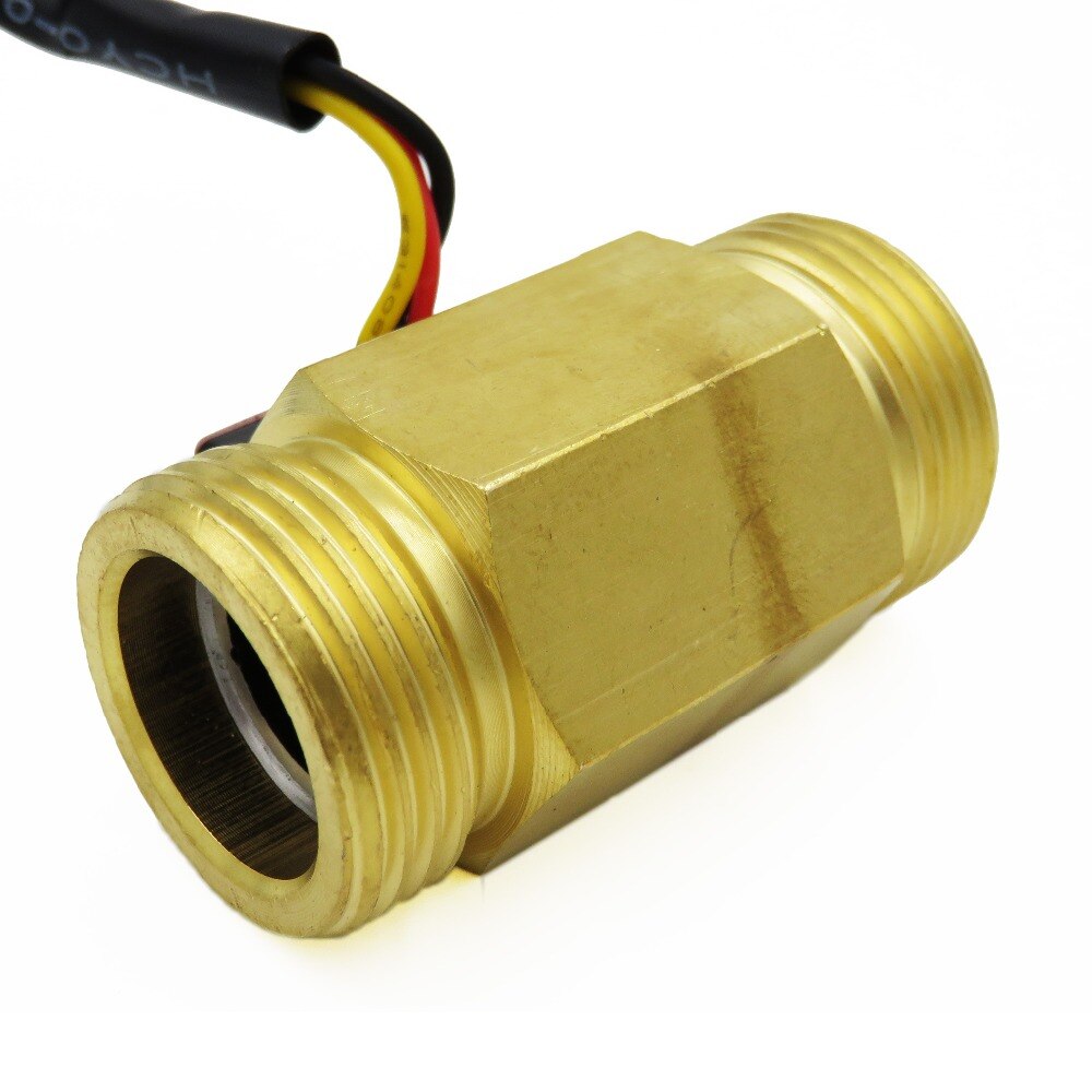 2PCS Hall Effect Water Flow Sensor Counter Indicator Flowmeter G3/4 DN20 Male Thread Brass 1-30L/min 50mm long