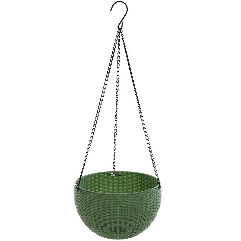 Cadena de 46cm macetas colgantes cesta de flores jarrón plástico jardín cuarto de niños imitación tejido de mimbre PP decoración para el hogar cestas de balcón: light green