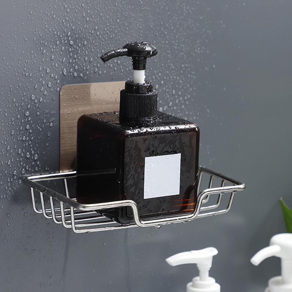 1pc Steel Soap Dish Bathroom Storage Soap Accessories Holder Storage Rack Drill Shampoo Holder Bathroom Soap Free