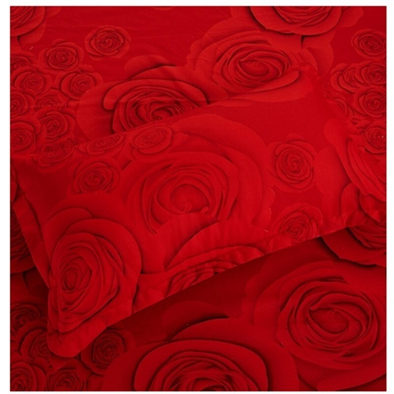 Rose Flowers Home Bed Sheet Cotton Red Bedding Bedspread