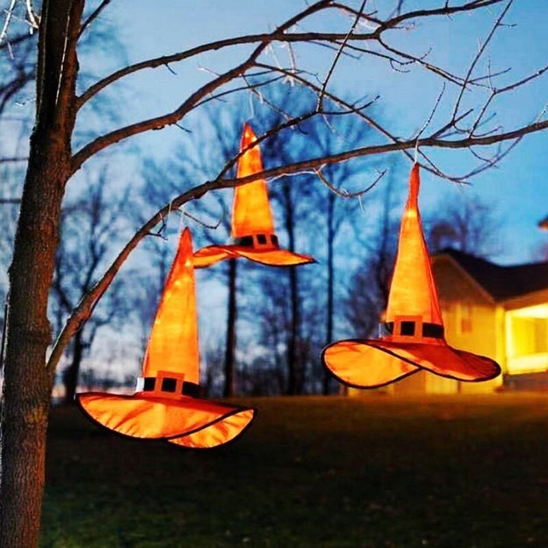 Halloween dekorasjon hage farge vakker år hekselue lysfjæringe jul ledet glødende hatt tre festival