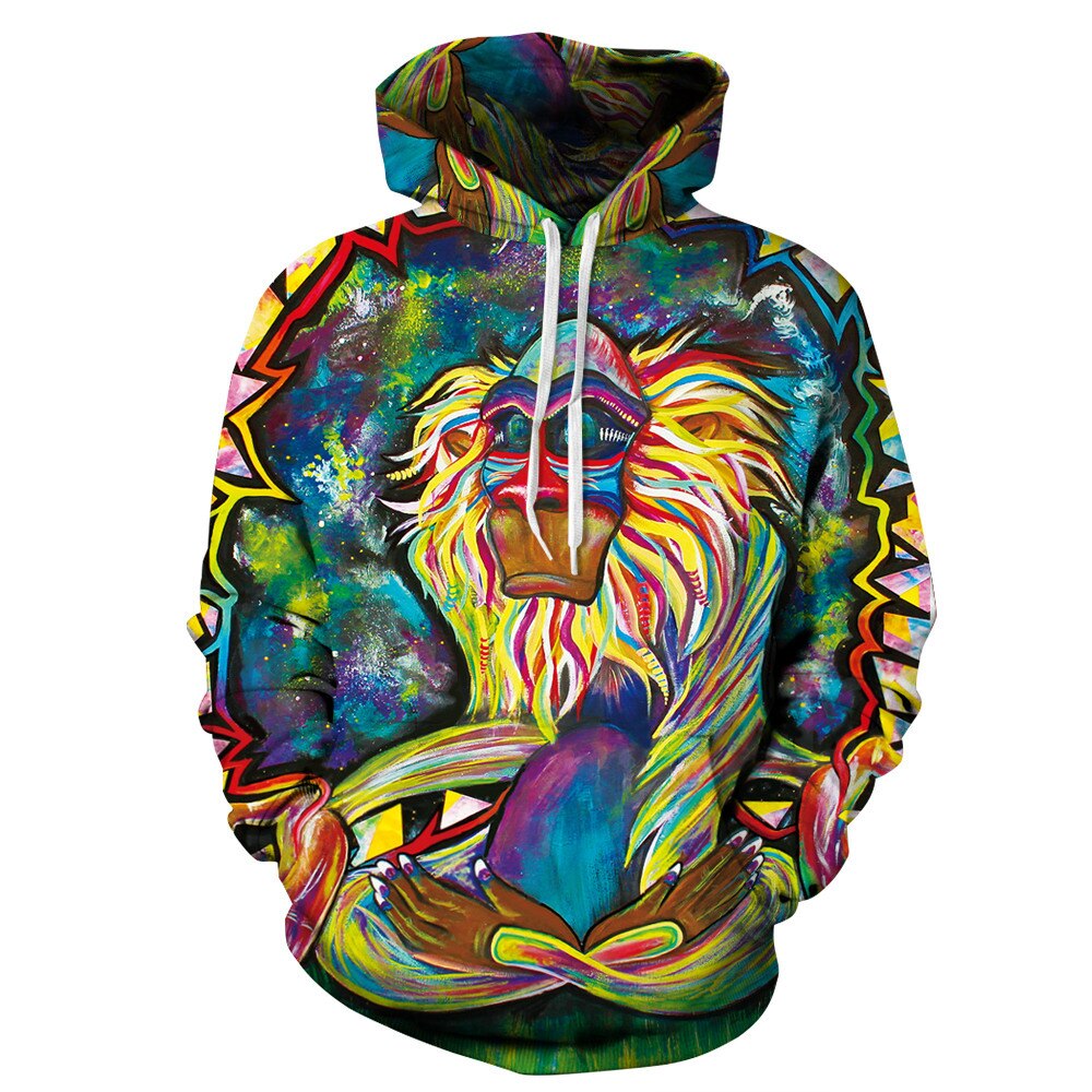 3D Graphic Print Hoodie - Lion Oil Painting Design - Breathable Polyester - Men's & Women's Casual Wear