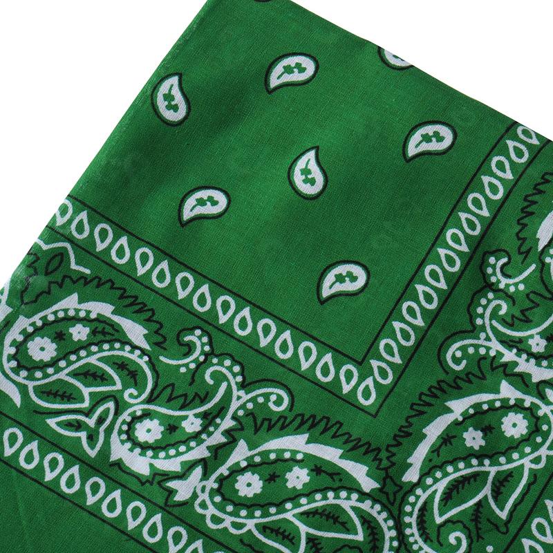 Hip Hop 100% Cotton Bandana Square Scarf 55cm*55cm Black Red Paisley Headband Printed For Women/Men/Boys/Girls: Dark Green