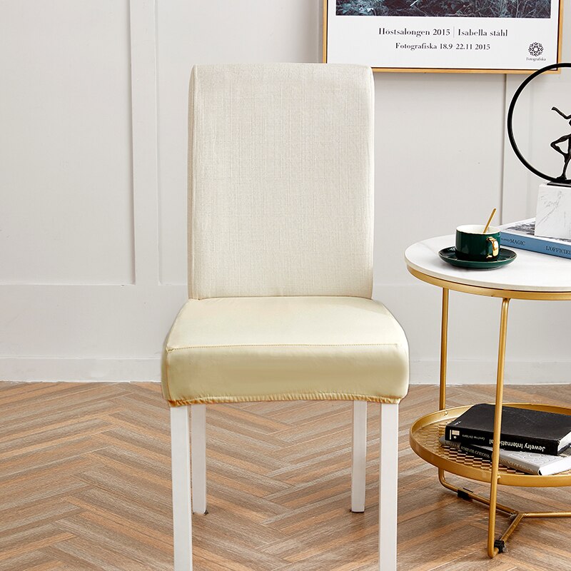 100%  vanntett pu materiale elastikk stoltrekk for spisestue stol sete slipcovers beskytter for kjæledyr: Beige