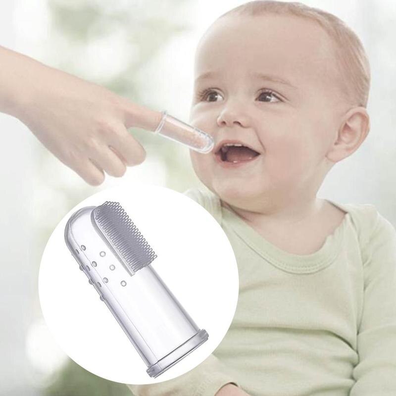 1pc Silicone doigt bébé brosse à dents avec boîte propre habitudes Massage gencives masseur nettoyage dents apprentissage brosse dents
