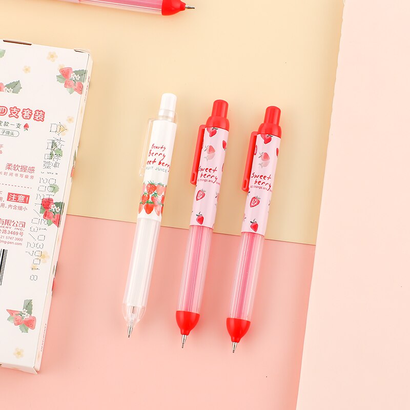 Mechanical Pencil Strawberry Limited 0.5/0.7mm Pressing Pen Girl Heart Cute Pressing Pen Pencil Work